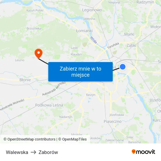 Walewska to Zaborów map