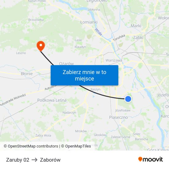 Zaruby to Zaborów map