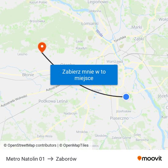 Metro Natolin 01 to Zaborów map