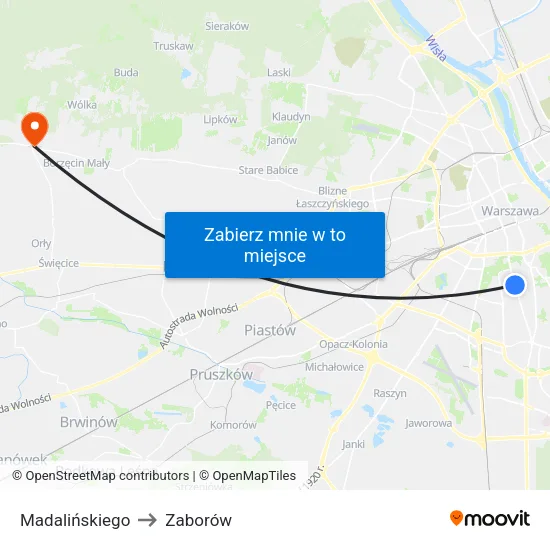 Madalińskiego to Zaborów map