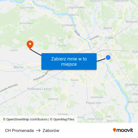 CH Promenada to Zaborów map