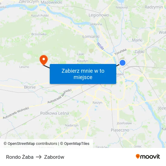 Rondo Żaba to Zaborów map