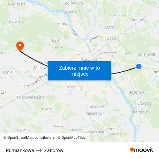 Rumiankowa to Zaborów map