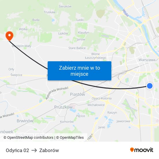 Odyńca 02 to Zaborów map