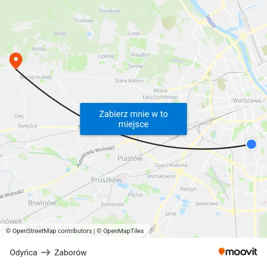 Odyńca to Zaborów map