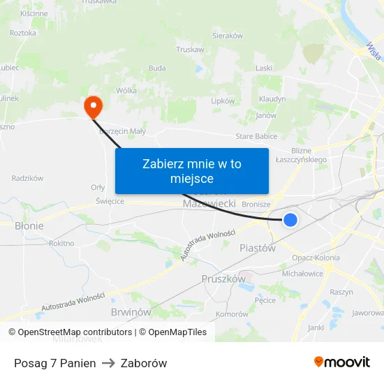 Posag 7 Panien to Zaborów map