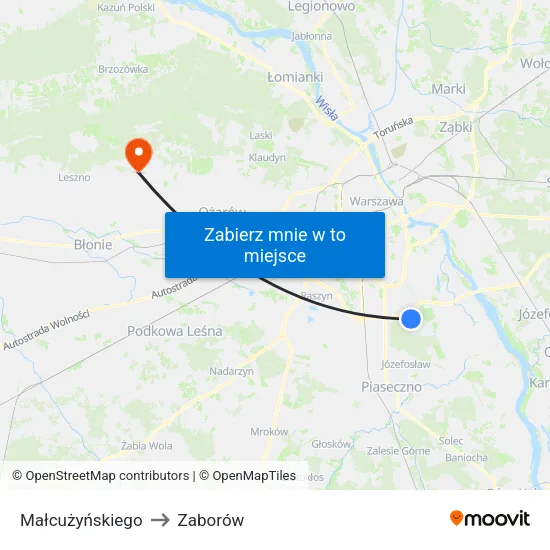 Małcużyńskiego to Zaborów map