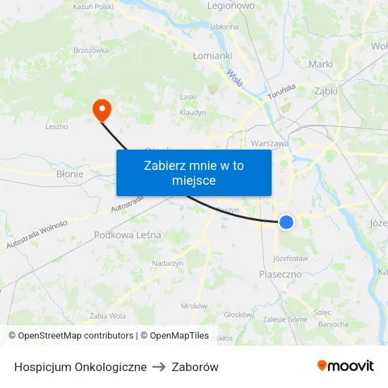 Hospicjum Onkologiczne to Zaborów map