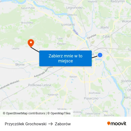 Przyczółek Grochowski to Zaborów map