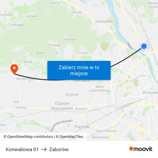 Konwaliowa 01 to Zaborów map