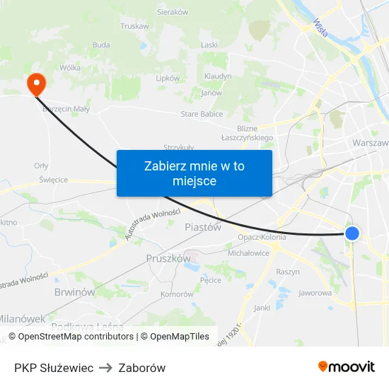 PKP Służewiec to Zaborów map