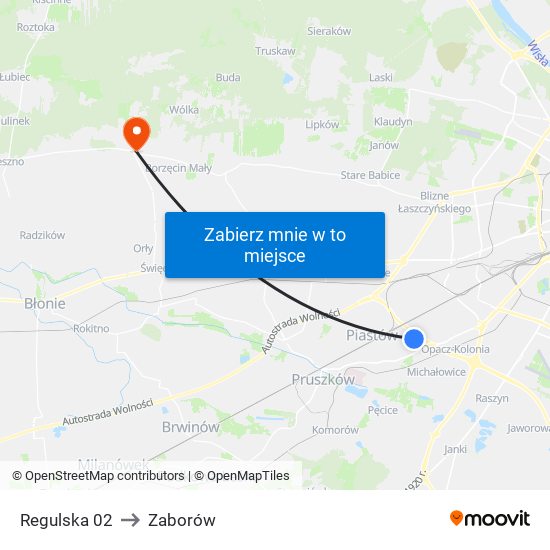 Regulska 02 to Zaborów map