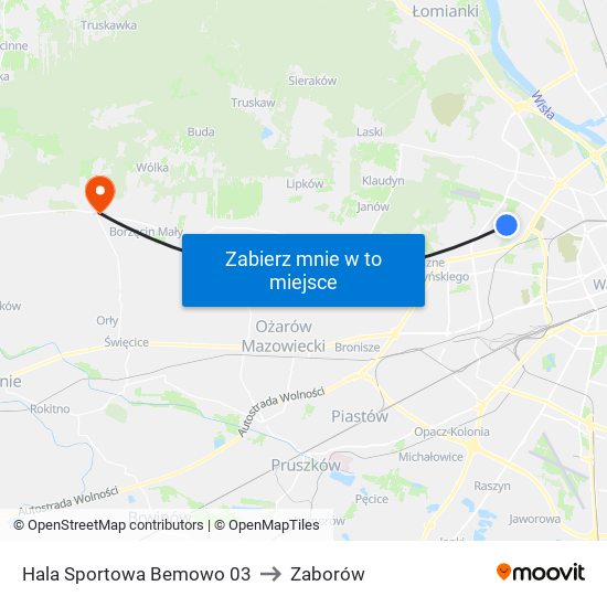 Hala Sportowa Bemowo to Zaborów map