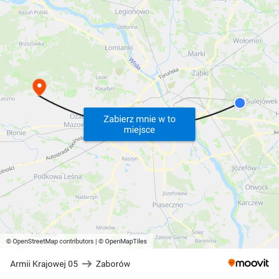 Armii Krajowej 05 to Zaborów map