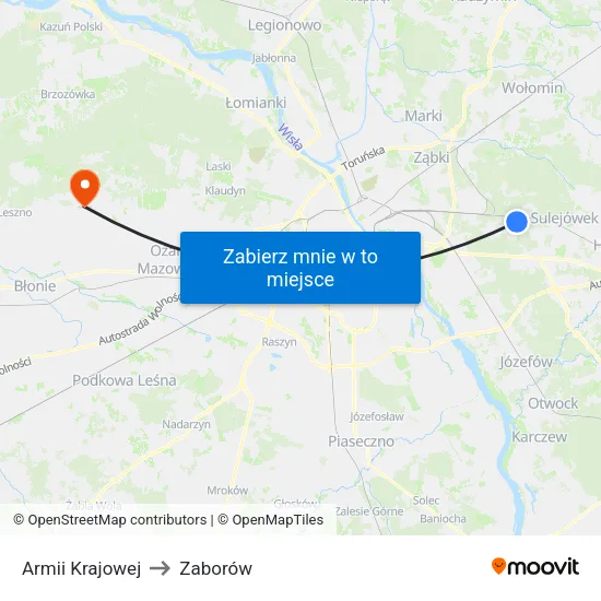 Armii Krajowej to Zaborów map