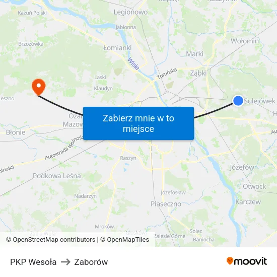 PKP Wesoła to Zaborów map