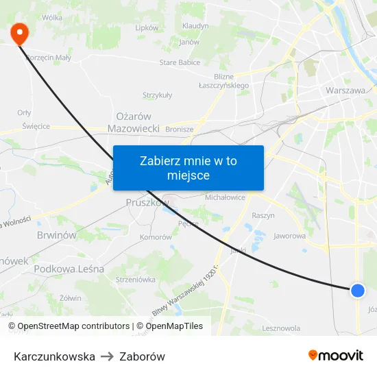 Karczunkowska to Zaborów map