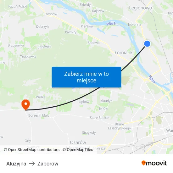 Aluzyjna to Zaborów map