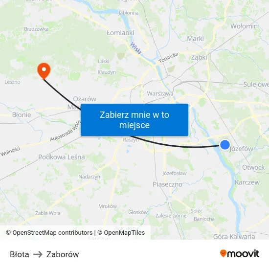 Błota to Zaborów map