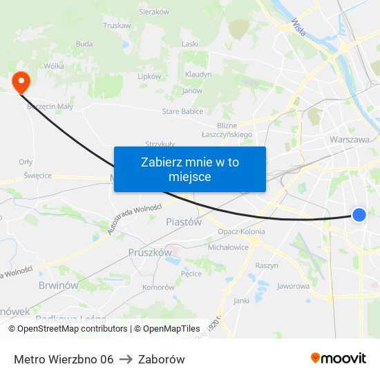 Metro Wierzbno 06 to Zaborów map