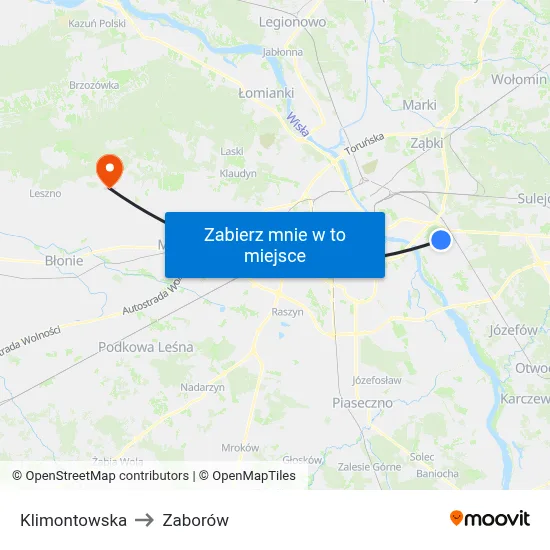 Klimontowska to Zaborów map