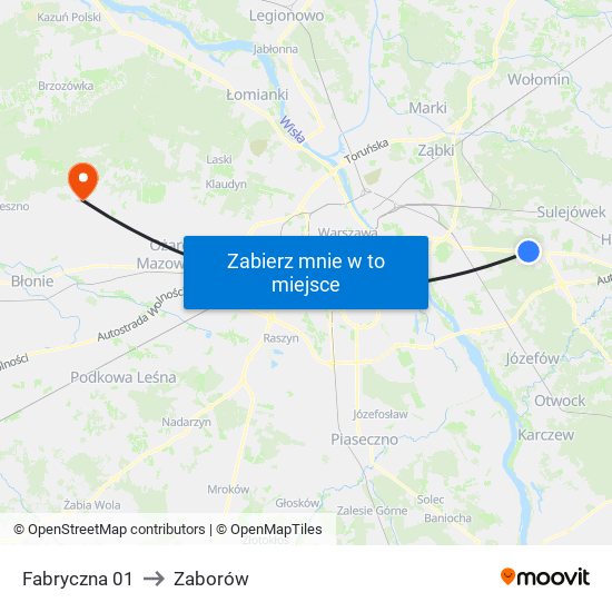 Fabryczna 01 to Zaborów map