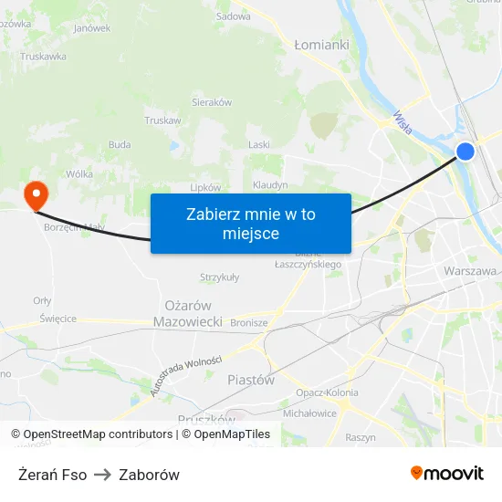 Żerań Fso to Zaborów map