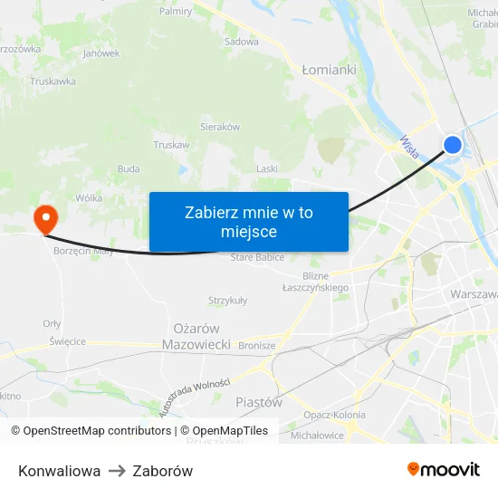 Konwaliowa to Zaborów map