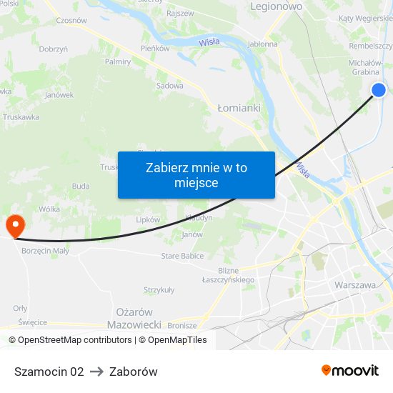 Szamocin to Zaborów map