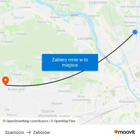 Szamocin to Zaborów map