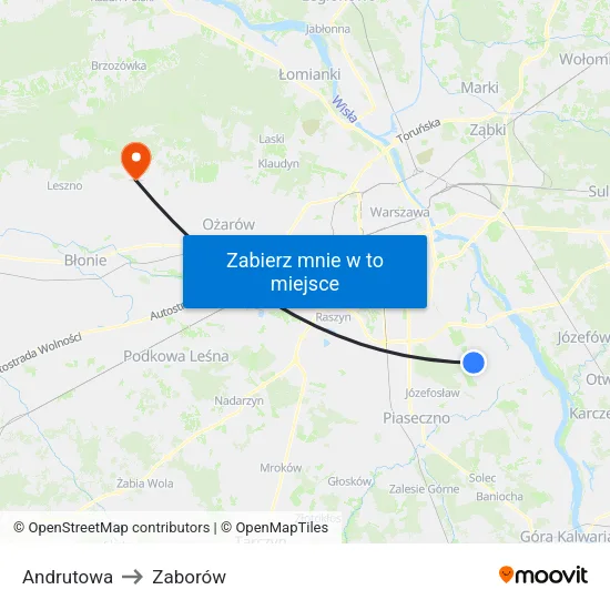 Andrutowa to Zaborów map