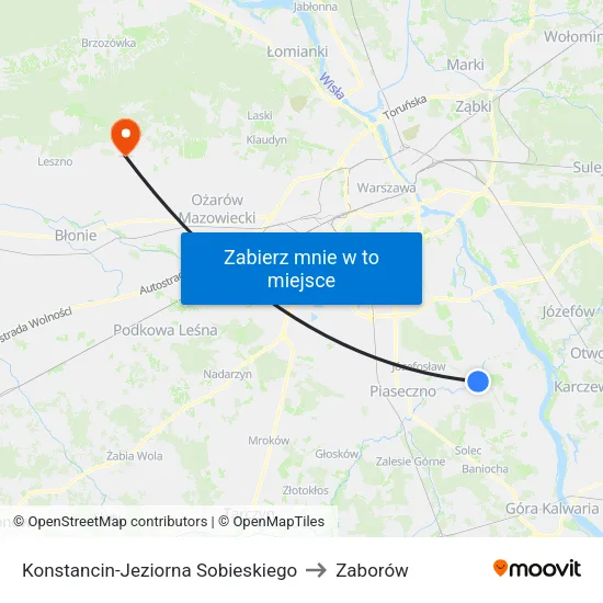 Konstancin-Jeziorna Sobieskiego to Zaborów map