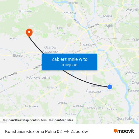 Konstancin-Jeziorna Polna 02 to Zaborów map