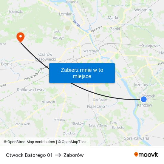 Otwock Batorego 01 to Zaborów map