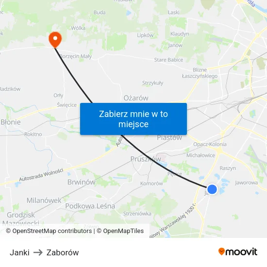 Janki to Zaborów map