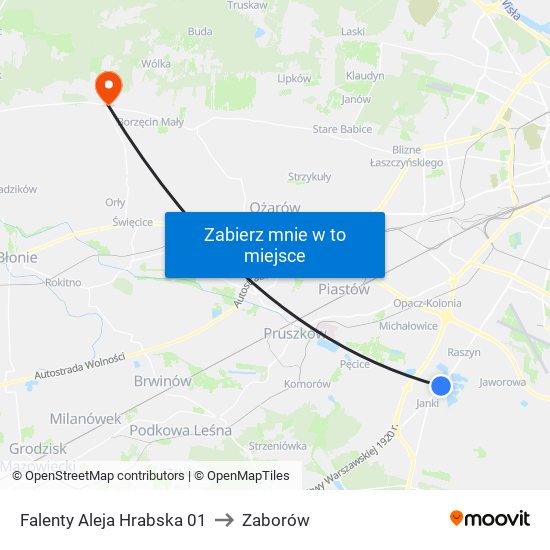 Falenty Aleja Hrabska 01 to Zaborów map