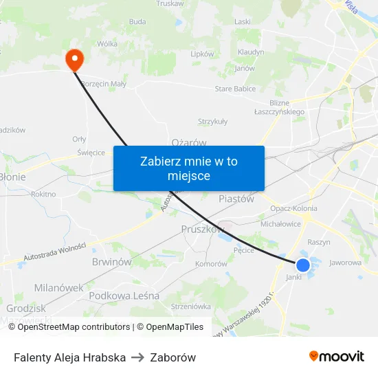 Falenty Aleja Hrabska to Zaborów map