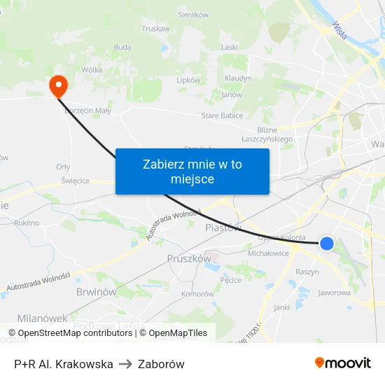 P+R Al. Krakowska to Zaborów map