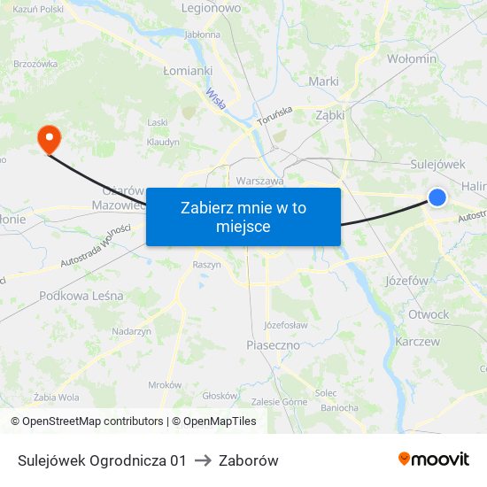 Sulejówek Ogrodnicza 01 to Zaborów map