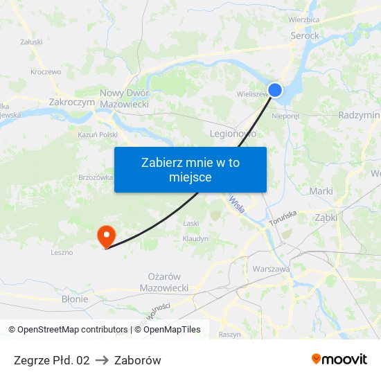 Zegrze Płd. 02 to Zaborów map