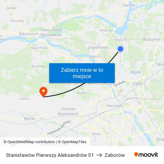 Stanisławów Pierwszy Aleksandrów 01 to Zaborów map