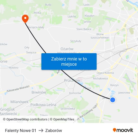 Falenty Nowe 01 to Zaborów map