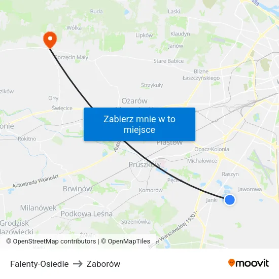Falenty - Osiedle to Zaborów map
