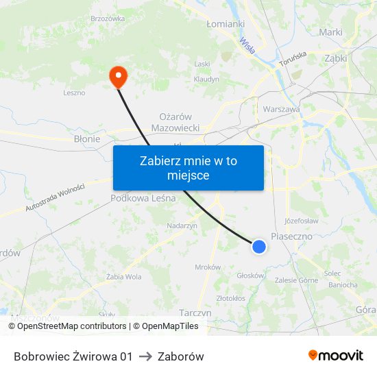 Bobrowiec Żwirowa 01 to Zaborów map