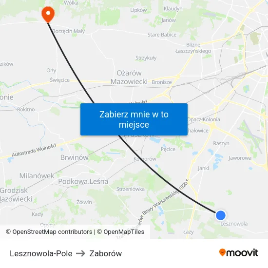 Lesznowola - Pole to Zaborów map