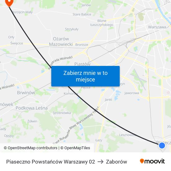 Piaseczno Powstańców Warszawy 02 to Zaborów map