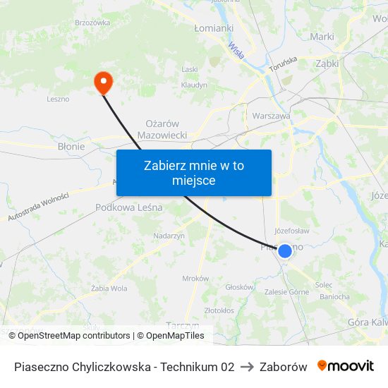 Piaseczno Chyliczkowska - Technikum 02 to Zaborów map