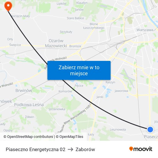 Piaseczno Energetyczna 02 to Zaborów map