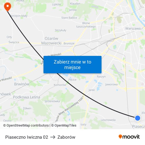 Piaseczno Iwiczna 02 to Zaborów map