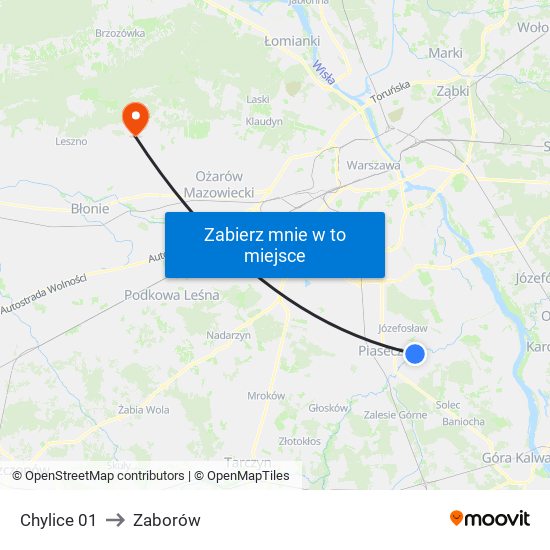 Chylice 01 to Zaborów map